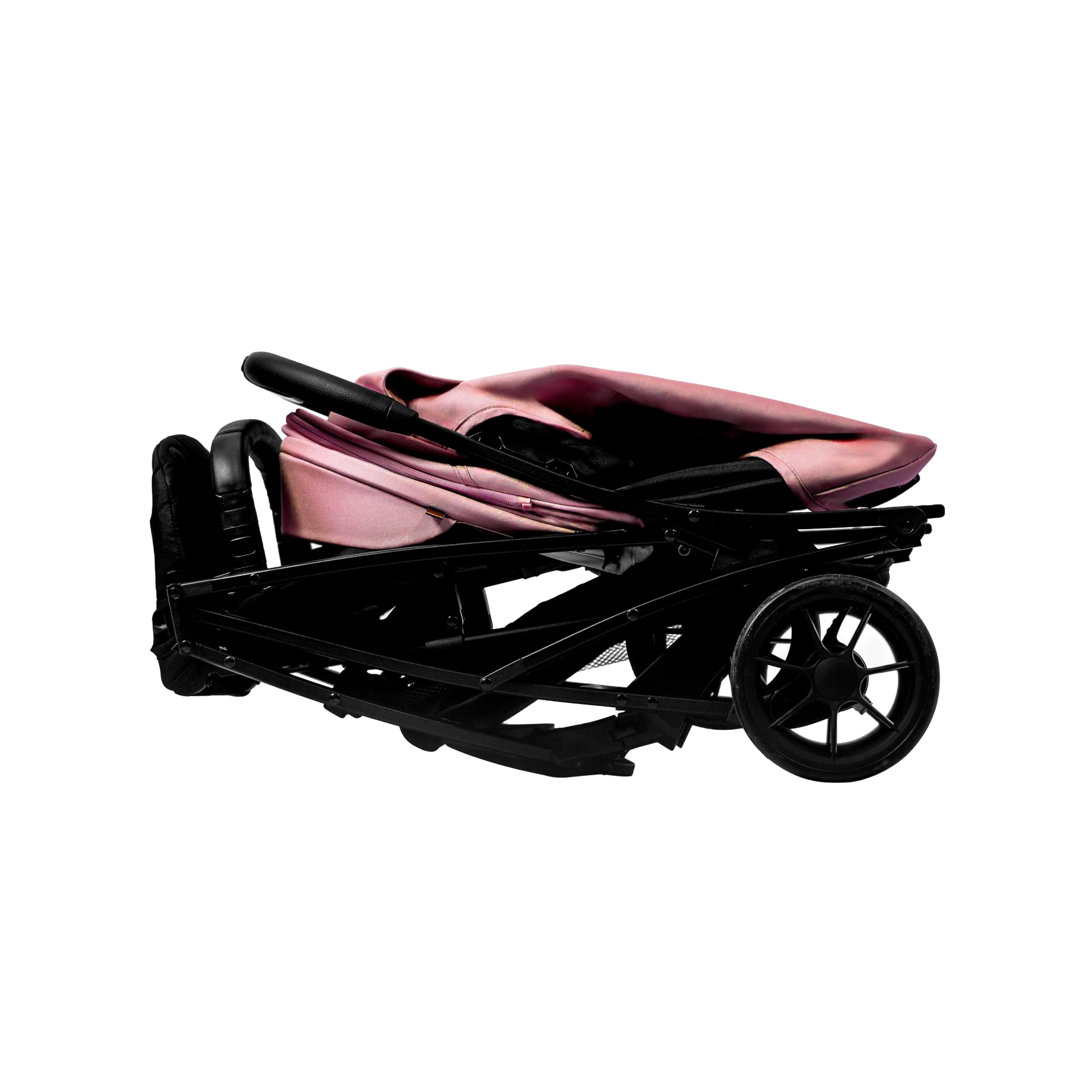 Asalvo COTTON 2 Silla de Paseo para bebé, Carrito de paseo con Respaldo Reclinable, Cochecito urbano, Arnés 5 Puntos, SPF50+, Capota con Ventana, Manejable y Máxima Seguridad Hasta 24 kg Rosa