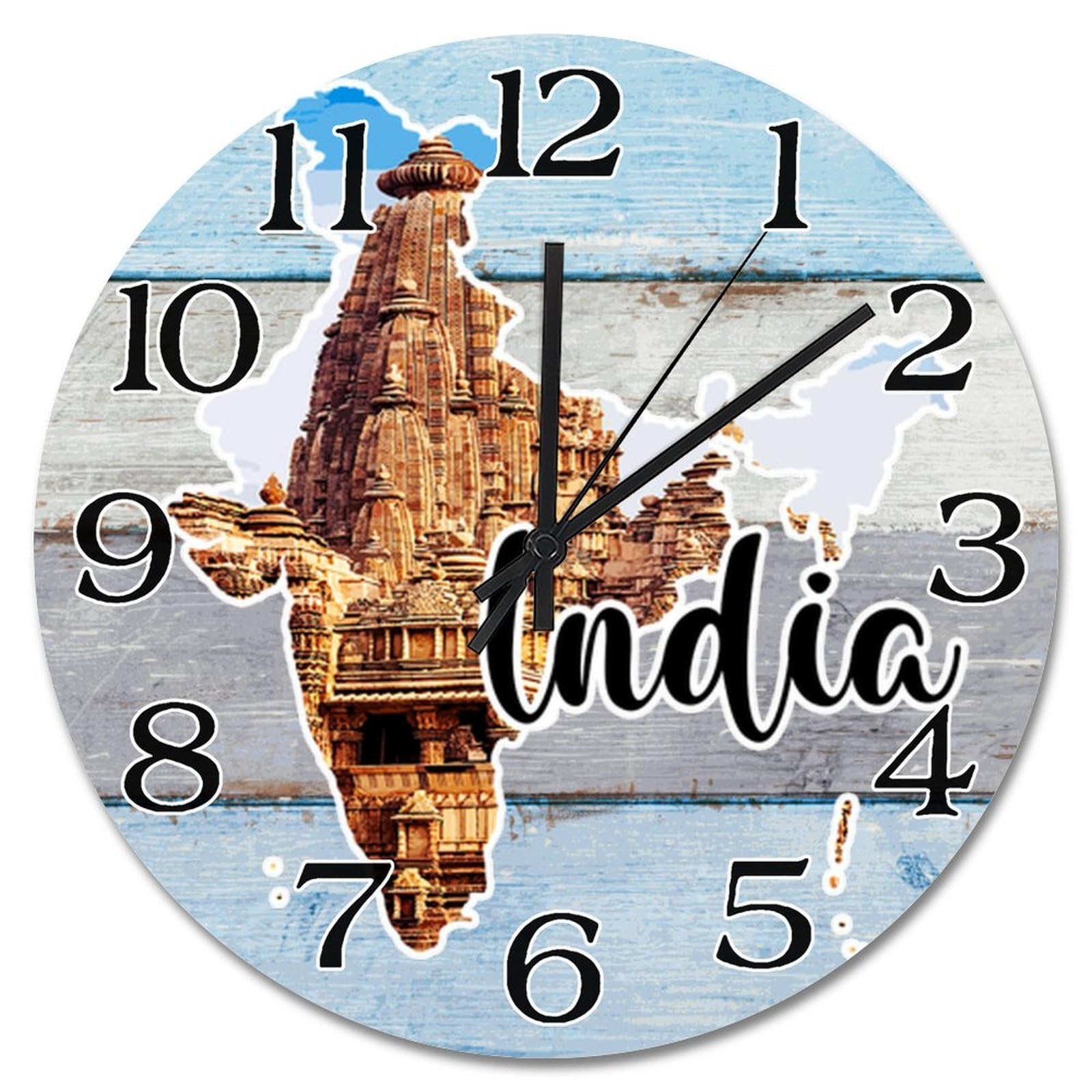 Pendule murale paysage urbain Inde 38,1 cm style voyage