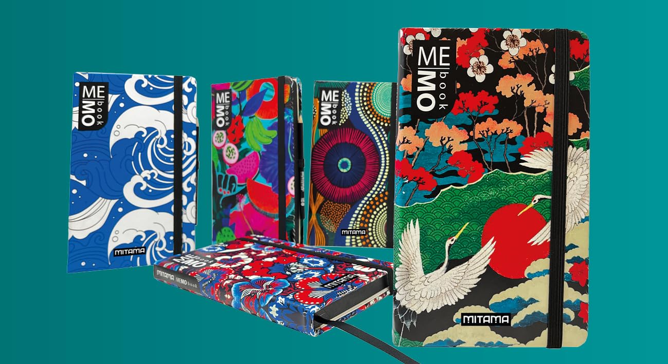 Mitama Waves Graphic Pocket Notebook, Memo Book, Notebook, Soft Touch Cover, Inner Pocket + Pencil Included, White Sheets - Image 3