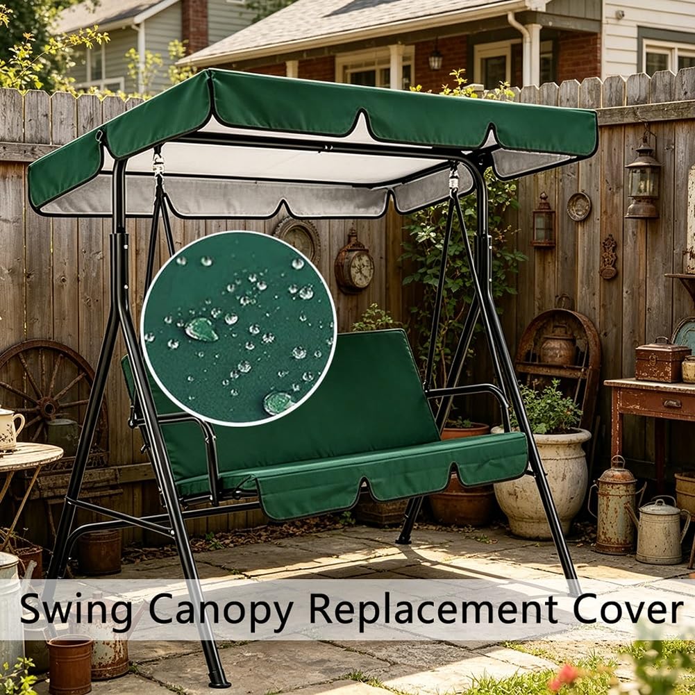 Toile de Rechange pour Balancelle, Toit de Balançoire 2 à 3 Places, pour Terrasse Jardin Extérieur Imperméable Anti-UV(Rouge,190x132x15cm)