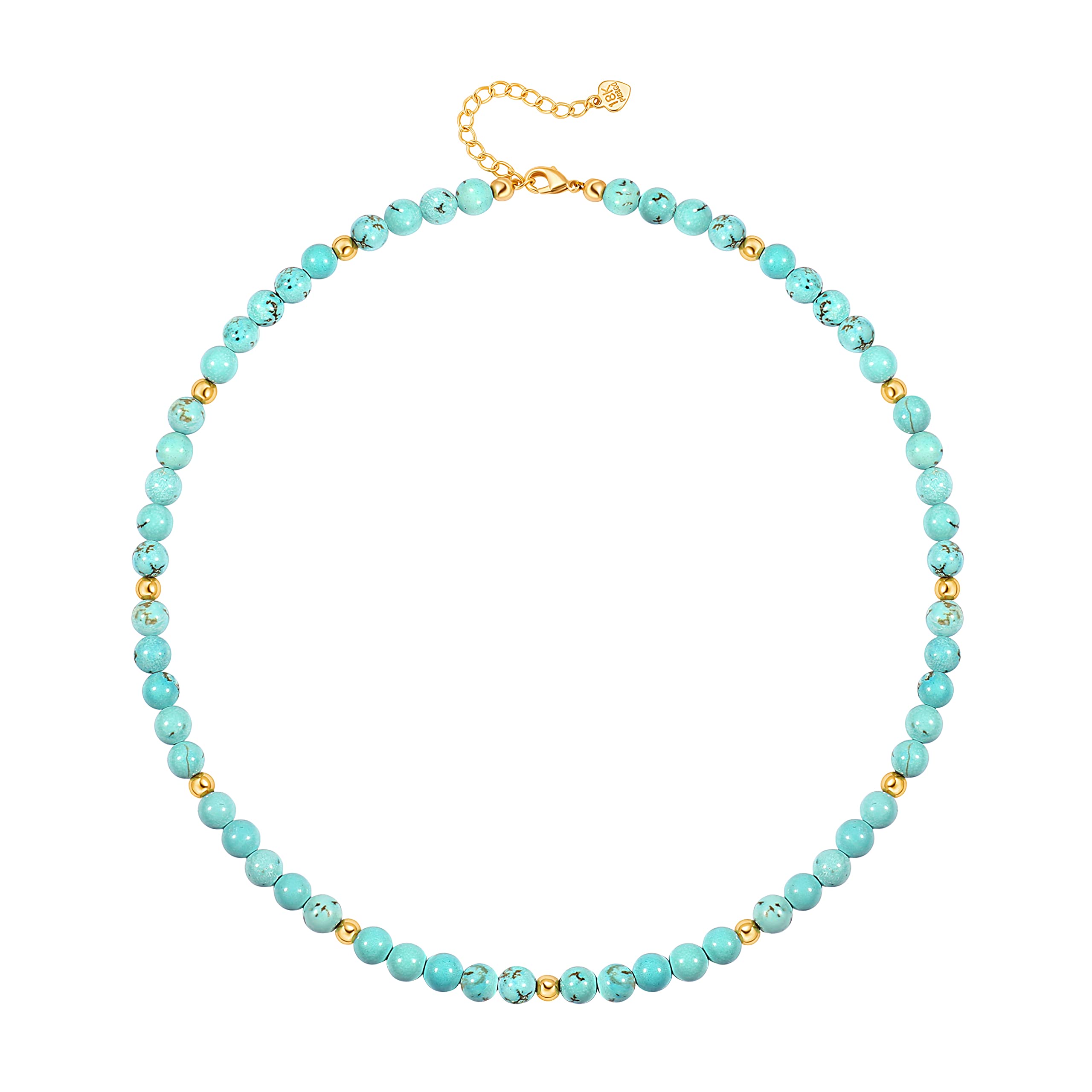 Turquoise Choker Necklace Gold Hematite Beaded Tiny Dainty Minimalist Jewelry for Women 15’’