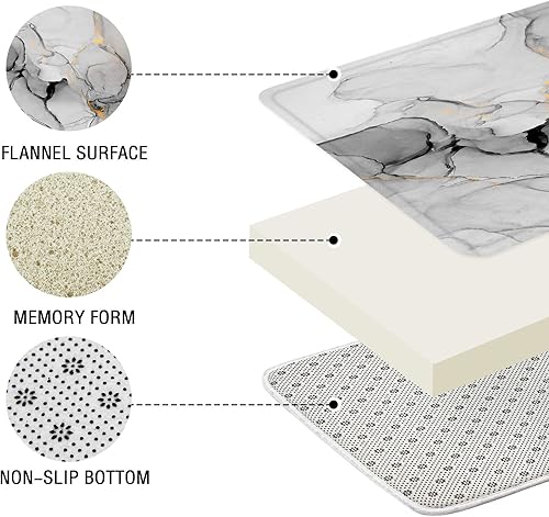 Miniatura 4 de Gibelle Juego de 4 cortinas de ducha de baño con alfombras antideslizantes, cubierta de tapa de inodoro y tapete de baño, juego de decoración de