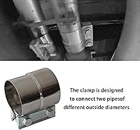Vista 4 de Abrazadera de banda de escape de 2.5 pulgadas, junta de regazo de acero inoxidable con 1 bloque, 2 piezas para tubo de escape de 2.5 pulgadas