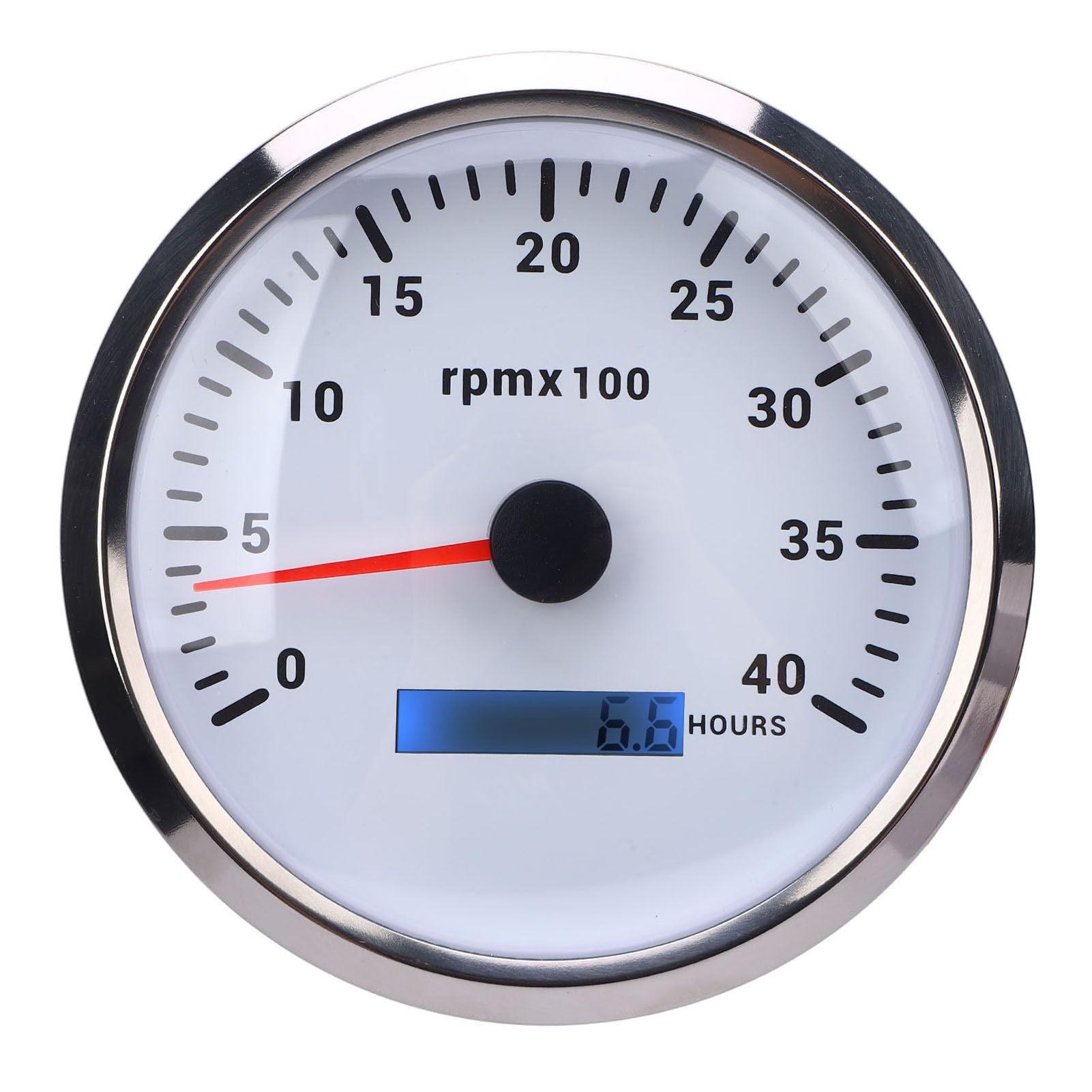 Keenso Tachymètre 110 Mm, Jauge 4000 Tr/min avec Rétroéclairage 7 Couleurs et Compteur Horaire, pour Camions, Tracteurs, Remorques, Voitures, Camping-cars et Bateaux, (Cadran blanc, lunette argentée
