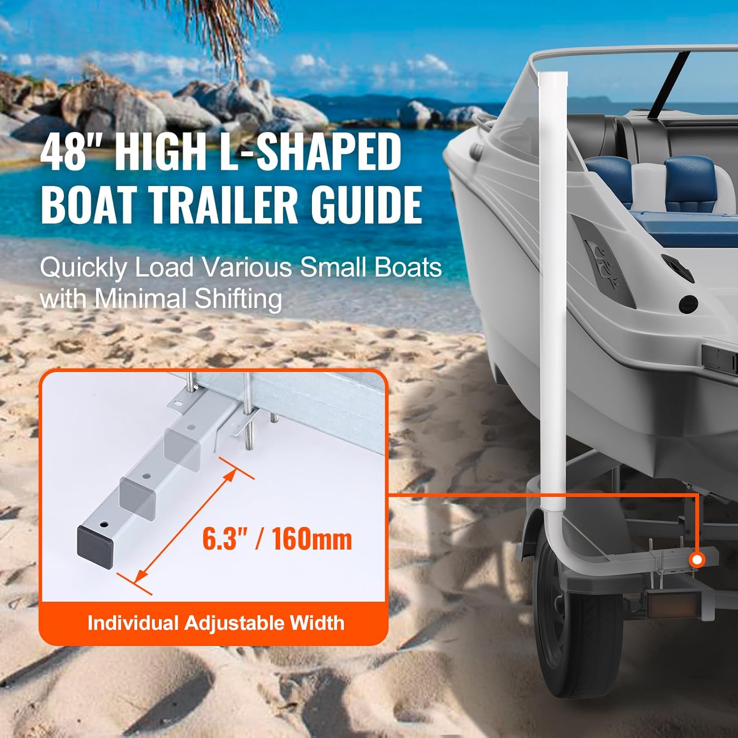 Happybuy Marine Trailer Guide Set, 48" Adjustable Poles, Pair of Steel Supports with PVC Coating, Ideal for Ski, Fishing, and Sailboat Trailers