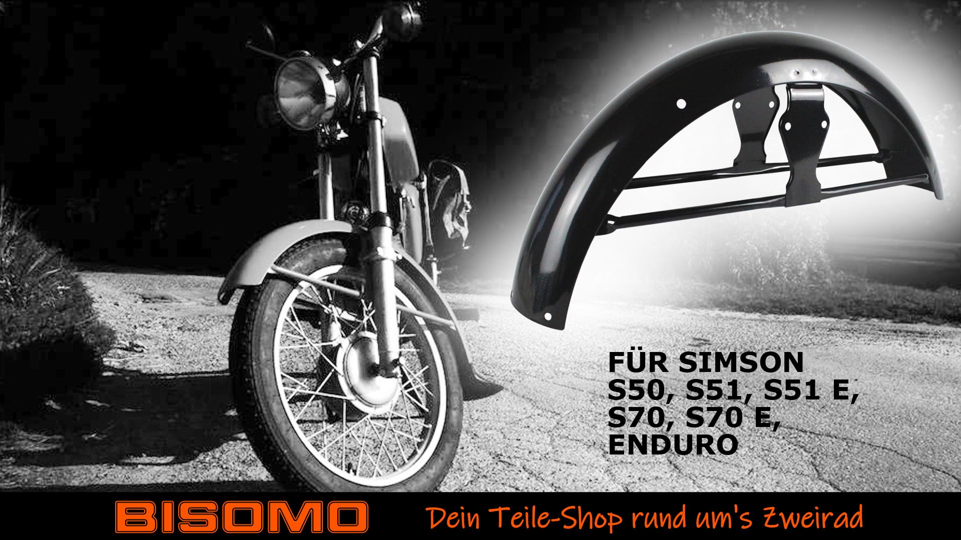 Kotflügel, Schutzblech vorn mit Strebe wie Original S50 Retro, grundiert für Simson S50, S51, S51 E, S70, S70 E, Enduro Auto & Motorrad