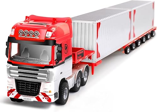 Fubarbar - Juego de camión de transporte telescópico de transporte 150 con 2 contenedores que se abren, remolque de juguete para fiesta de