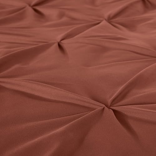Miniatura 7 de Chezmoi Collection Berlin - Juego de edredón plisado de terracota, tamaño matrimonial, 3 piezas, suave, ligero, de microfibra, para todas las
