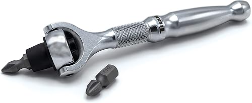 Titan Tools 11318 - Destornillador con trinquete micro de 14 de pulgada x 4 pulgadas y 90 dientes - Plateado