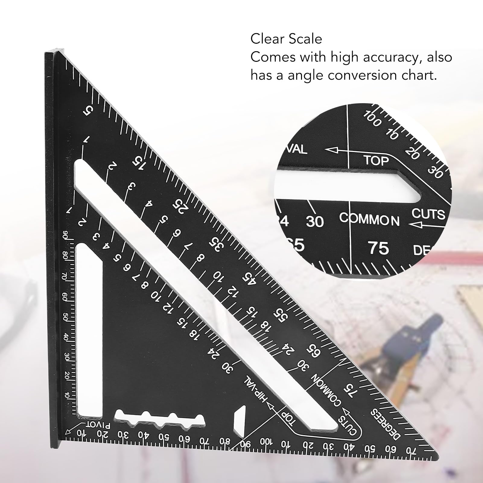 MRKU Regla Triangular de 7 Pulgadas, escuadra de Carpintero de Aluminio, 90 Grados y 45 Grados, Herramienta de medición portátil para carpintería y Bricolaje.
