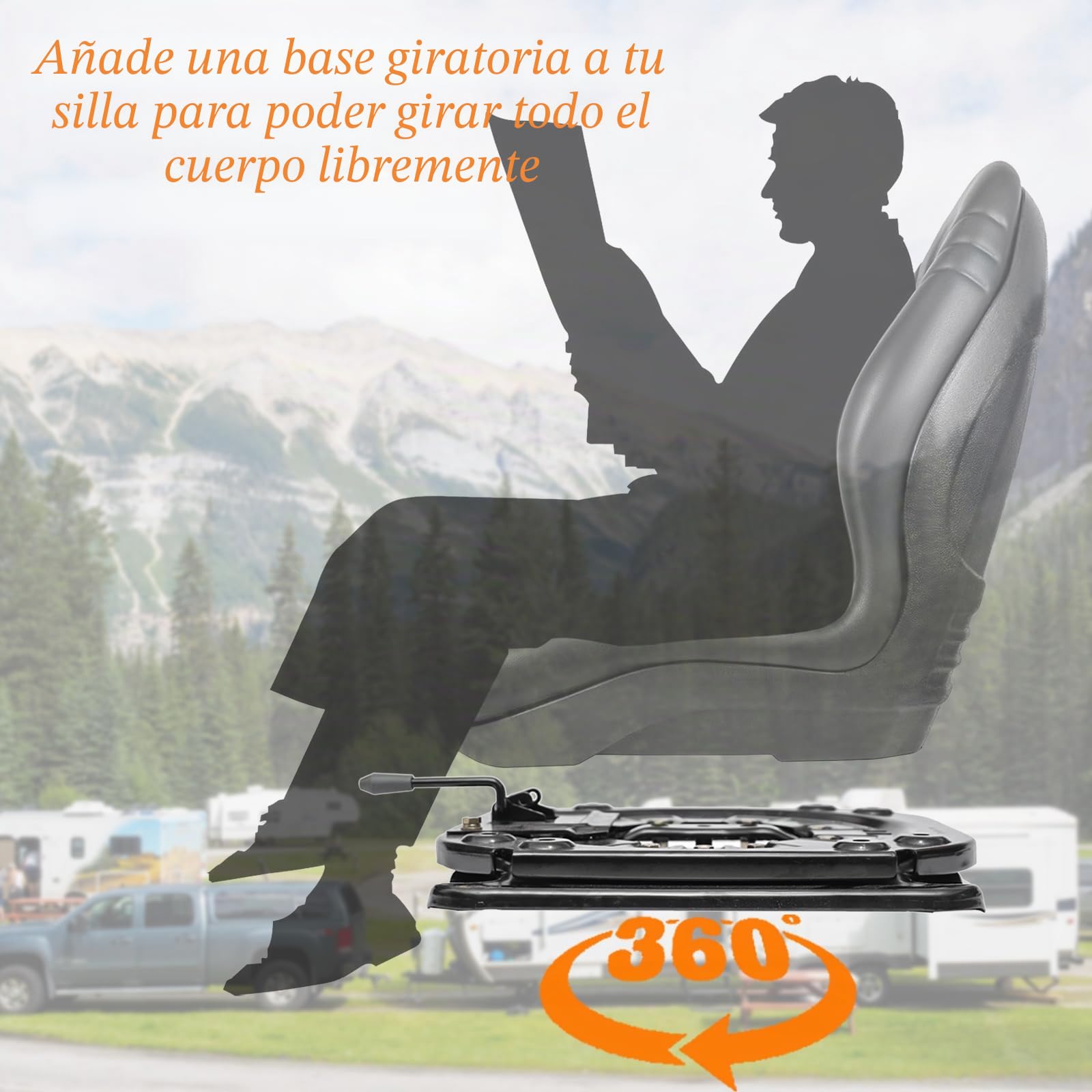 Base giratoria de asiento resistente, placa de acero de 3,0 mm, base de asiento giratoria de 360 grados para caravana, furgoneta, caravana, barco, camión, autobús
