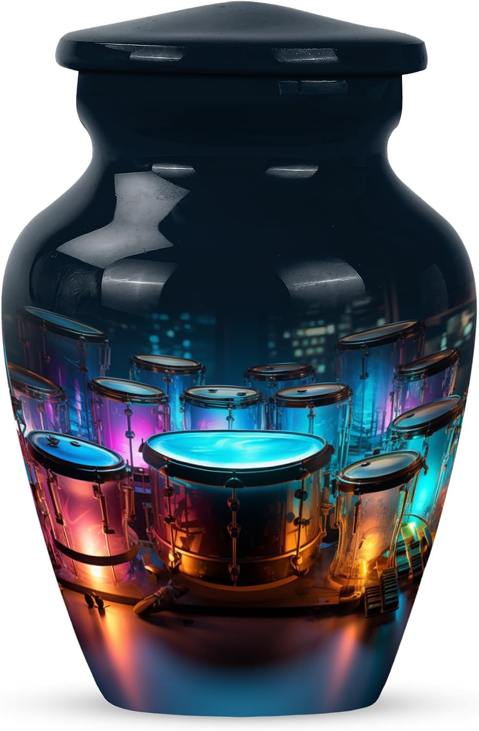 Neon Drum Set Urns for Women Ashes - Large Urn for Human Ashes Adult - Cremation Urn for Adult Male & Female - Funeral Urns for Human Ashes - 10 Inch