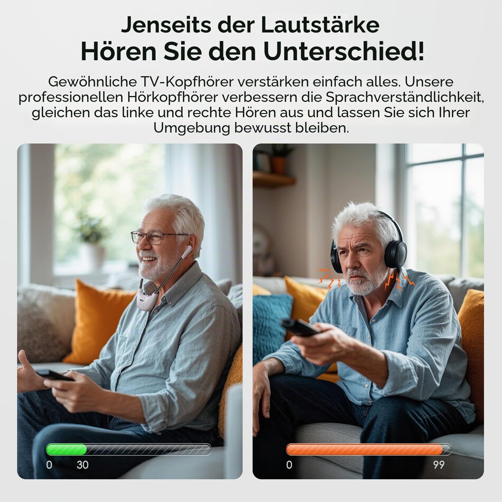 SIMOLIO Digitale Funkkopfhörer für Fernseher Kabellos, Kopfhörer Kabellos für Fernseher für Senioren, 2.4 GHz TV Kopfhörer Drahtlos mit ErsatzAkku & Mikrofon & Ladestation, TV Hörverstärker SM-824D1