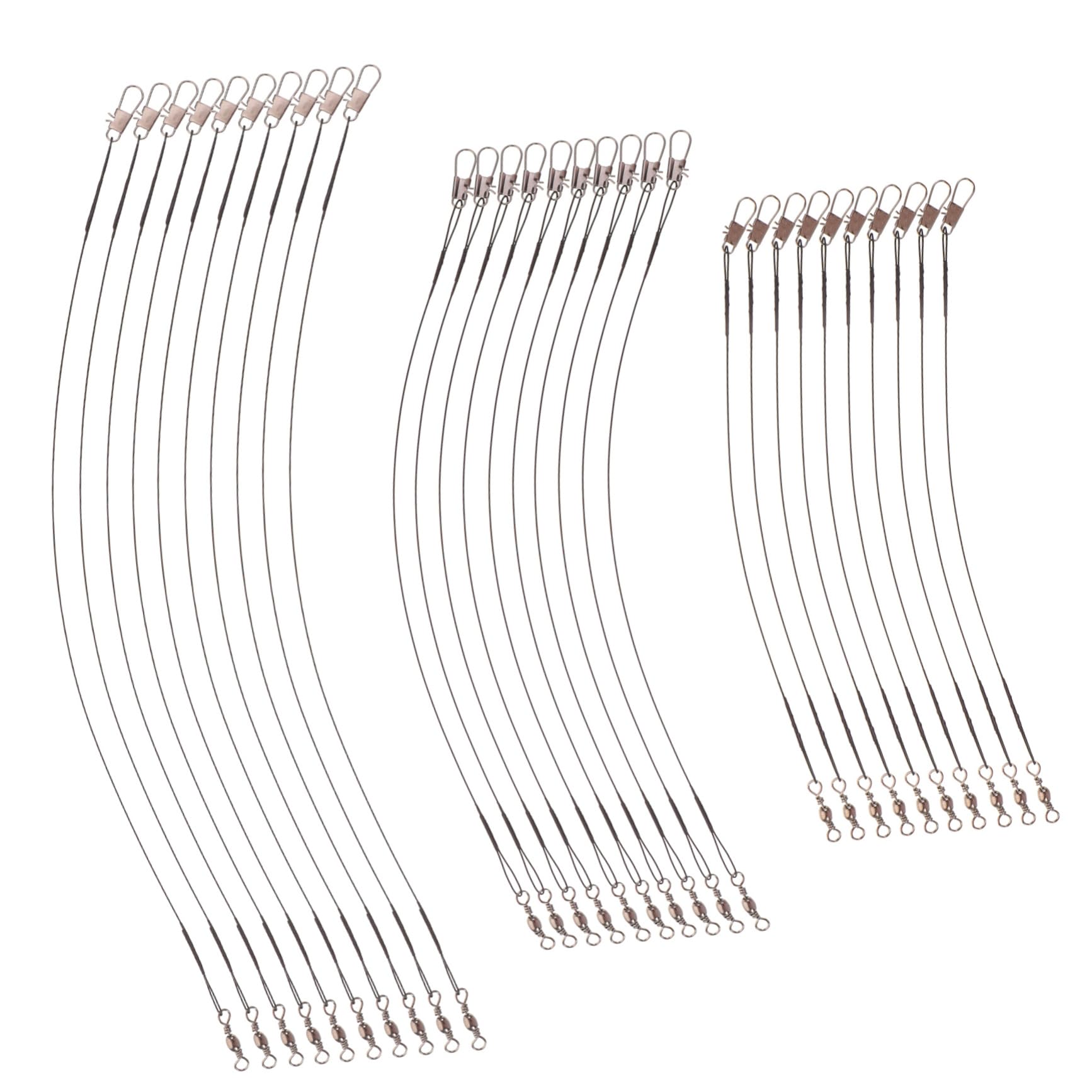 Happyyami 2sets Fishing Line Wire Leaders Swivels for Hooks Lures Metal Fishing Supplies for Freshwater/Saltwater 30pcs*2