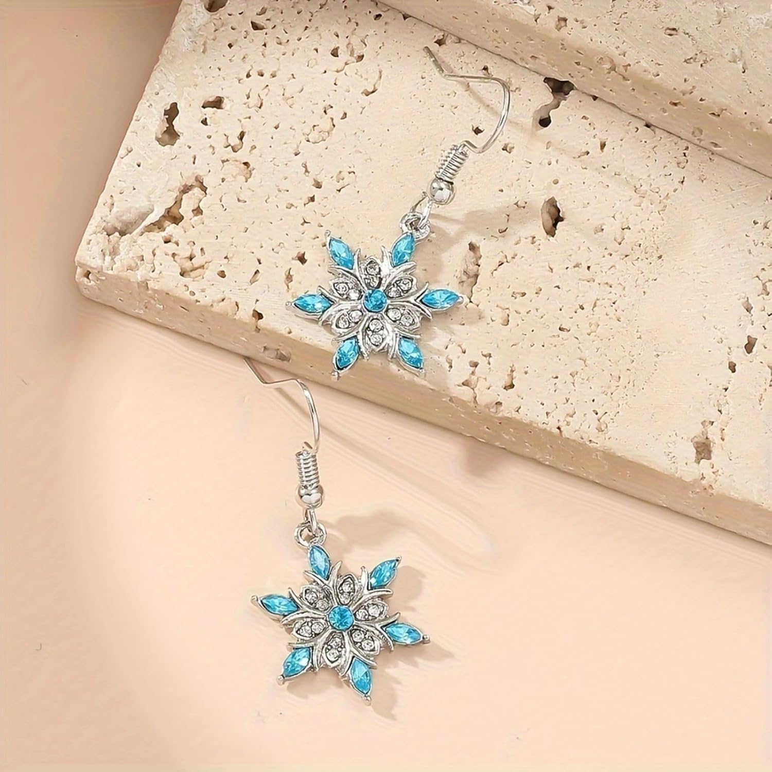 Spiritrain Snowflake Earrings and Necklace Set for Women Elegant Delicate Pave Crystal Cubic Zirconia Winter Frozen Flower Stud Earrings for Birthday Valentine Mother's Day Christmas Jewelry Gifts - Image 4