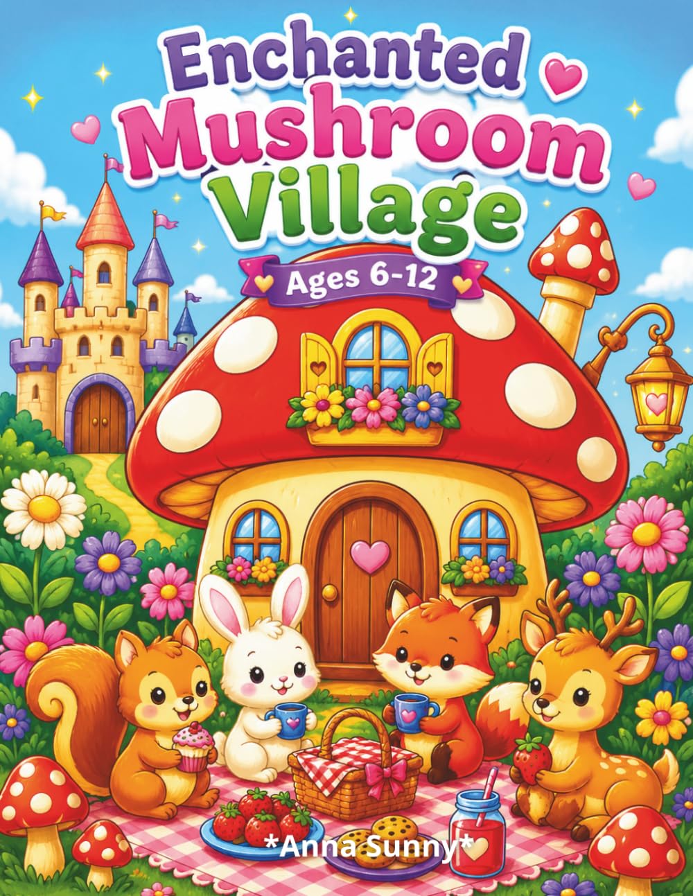 Enchanted Mushroom Village Coloring Book: Cute Mushroom Houses, Cozy Woodland Friends, and Magical Fantasy Adventures for Kids Ages 6–12