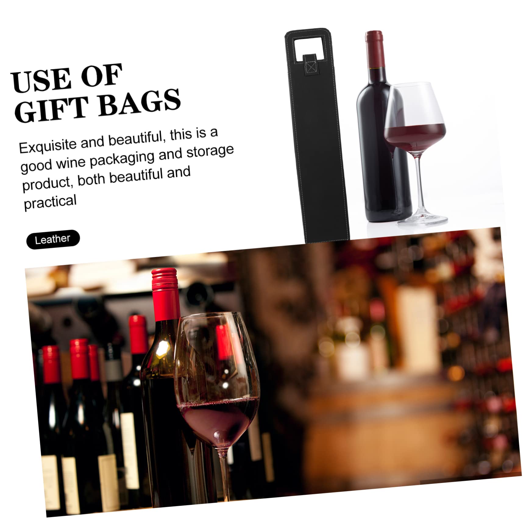 MAGICLULU 3pièces à Vin Cuir Pour Bouteille Tote Réutilisable Élégant Pour Mariage Et