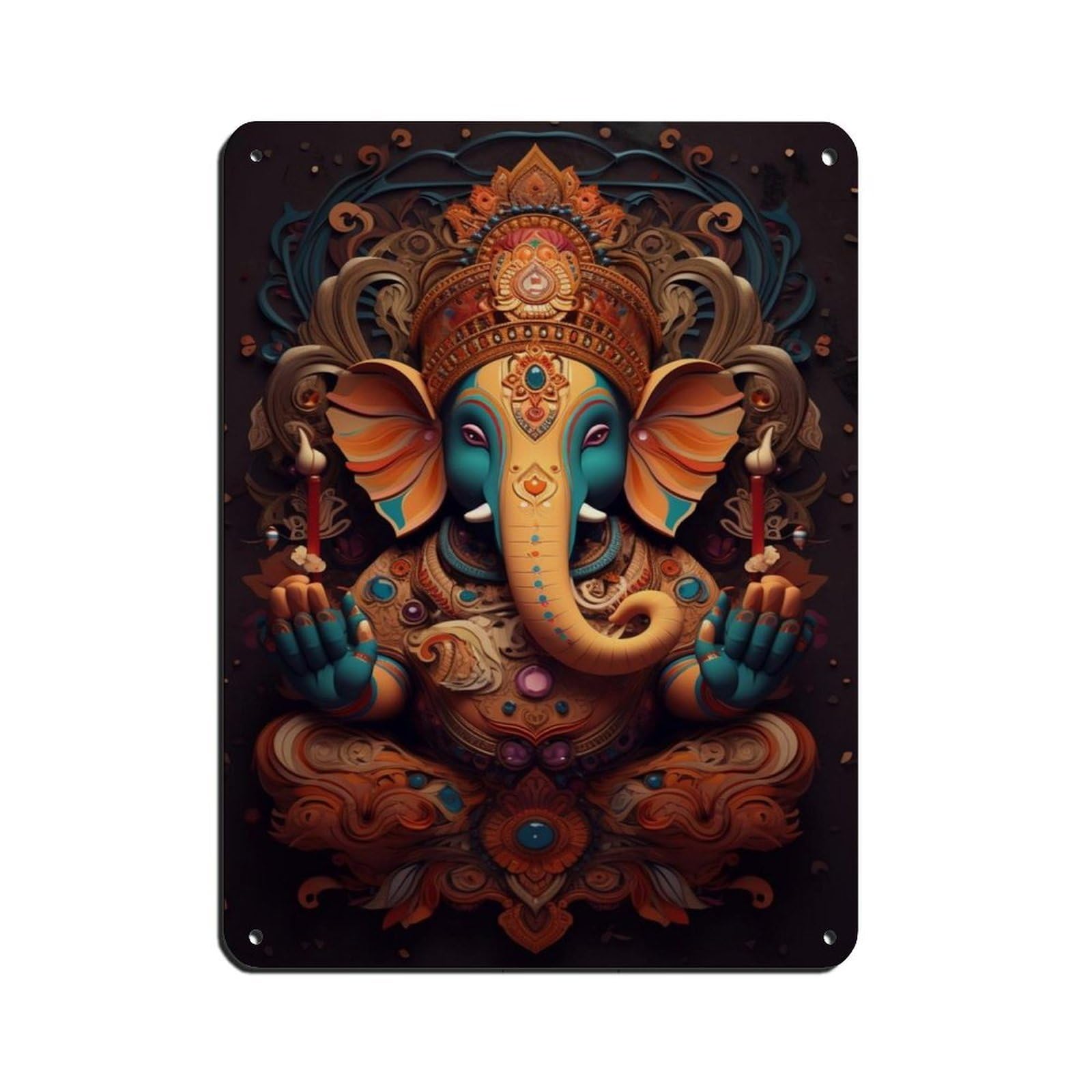 Colorful Ganesh Art, Ganesh Art (3) Tin Sign Vintage Metal Pub Club Cafe Bar Home Wall Art Decoration Poster Retro 12x16inch(30x40cm)