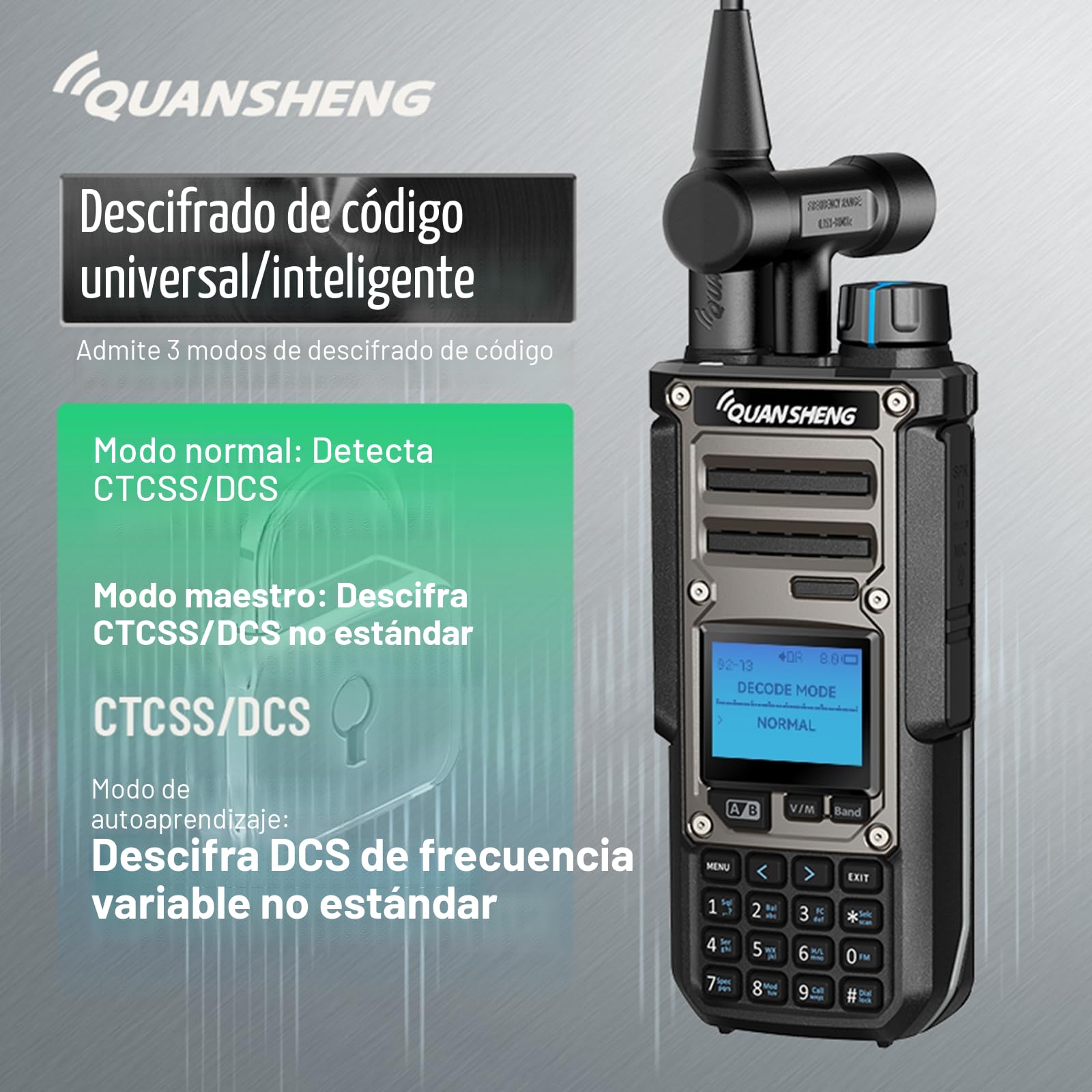 HYS Quansheng TK-11(8) 10W VHF/UHF Walkie Talkie, Puerto de Carga Type-C y batería de 3000mAh, analizador de Espectro, Radio bidireccional Profesional con Antena de 27MHz