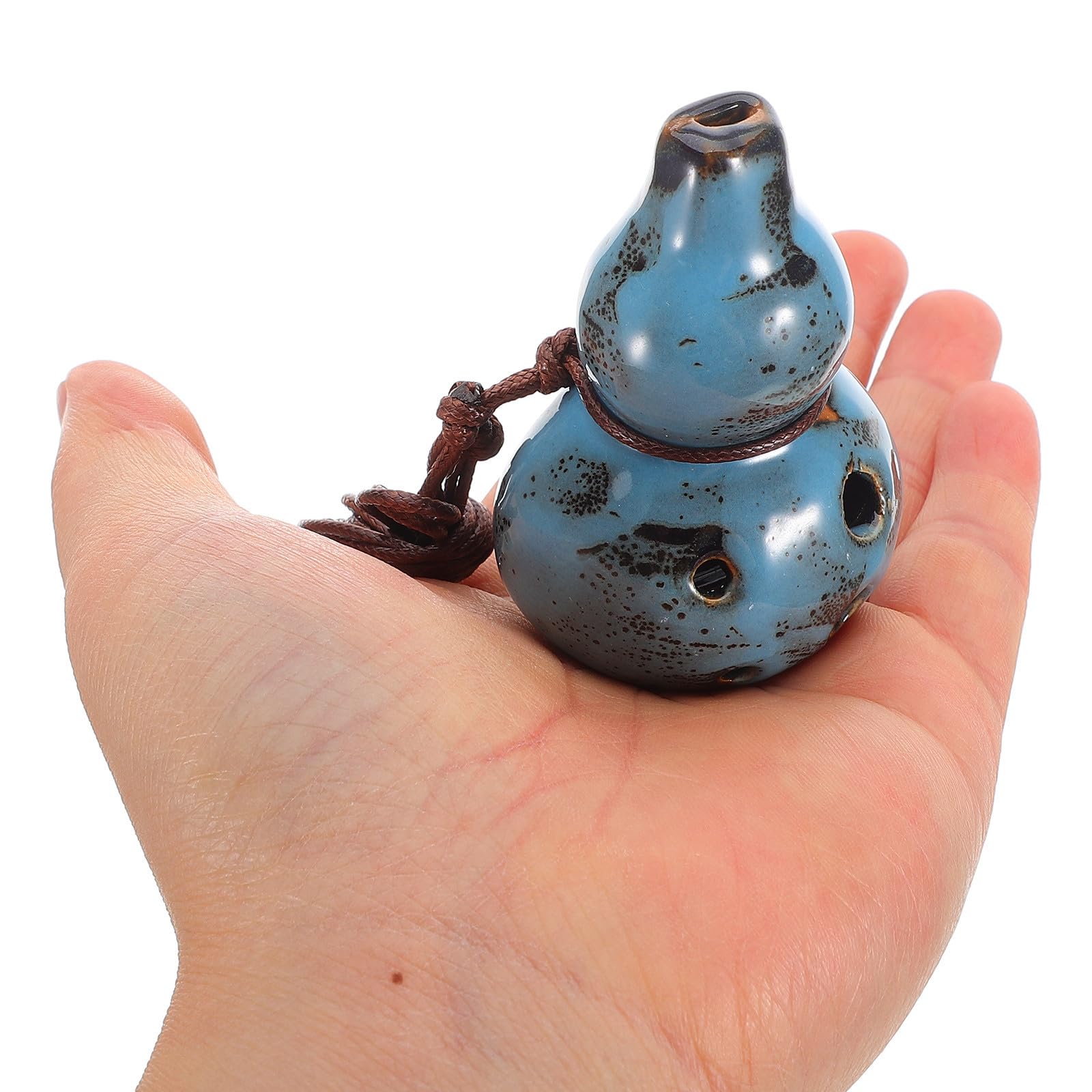 MAGICLULU Flûte Ocarina Alto en Céramique 6 Trous Bleu, Instrument de Musique pour Relaxation et Camping, Support Pratique