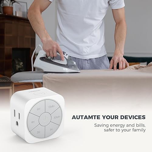 Miniatura 10 de Toma de temporizador para interiores, temporizador de salida eléctrica de cuenta regresiva de hasta 6 horas, temporizador de repetición de enchufe