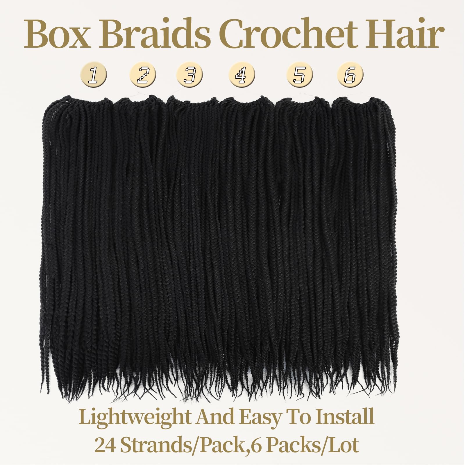 Box Braids Crochet Hair, 14inch Pre Looped Goddess Box Braids Crochet Hair, 6 Packs Braiding Hair Extensions - Image 4