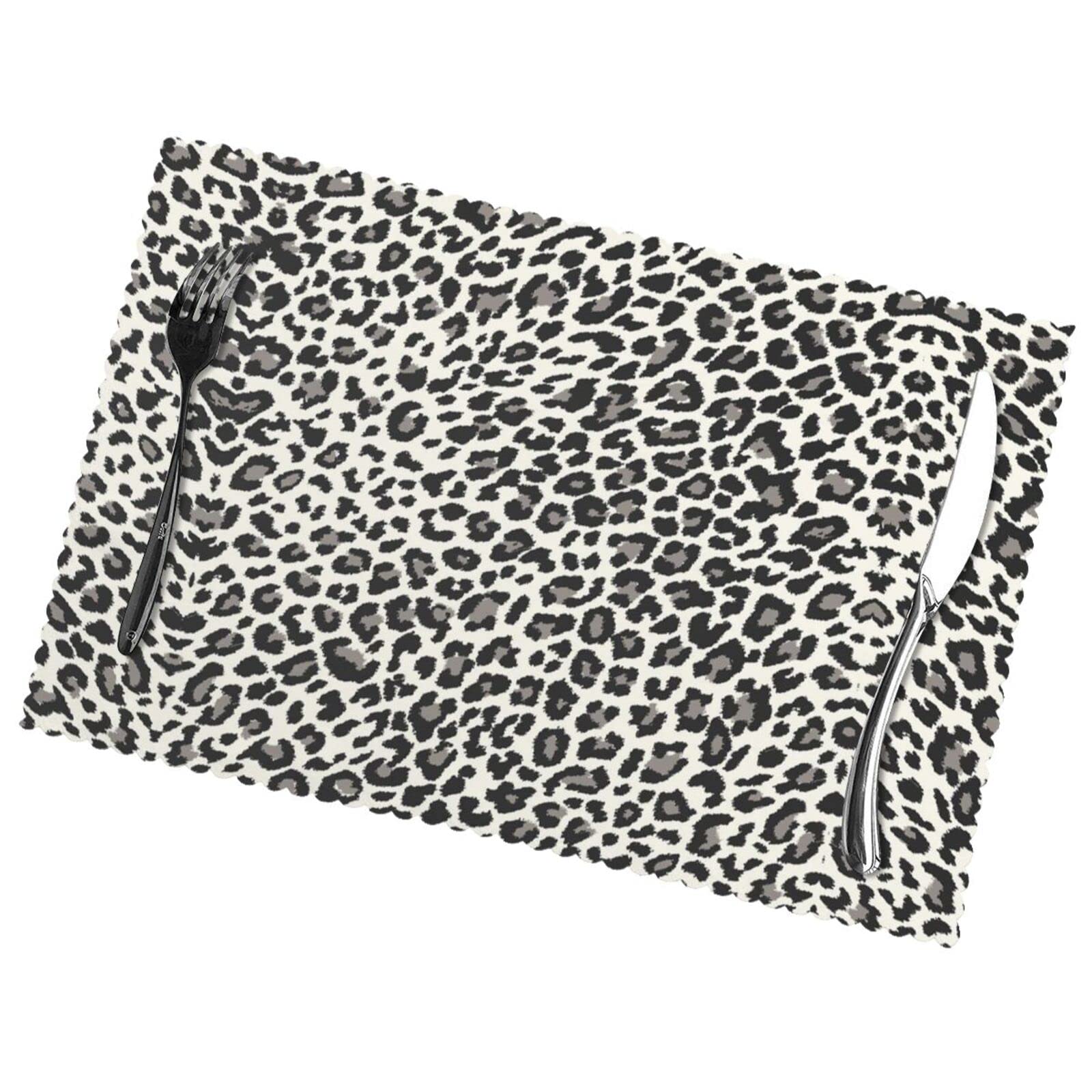 Lklddpzb Leopard Print Print Anti-Oil Heat-Resistant Placemat 12X18in (Set Of 6) - Elegant, Durable, Diy Custom Print Dining Table Décor
