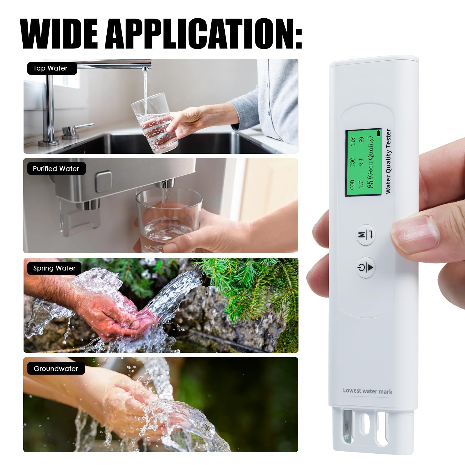 Testatore Acqua Potabile Portatile 6-in-1 Misuratore Digitale TOC COD EC UV275 Temp TDS