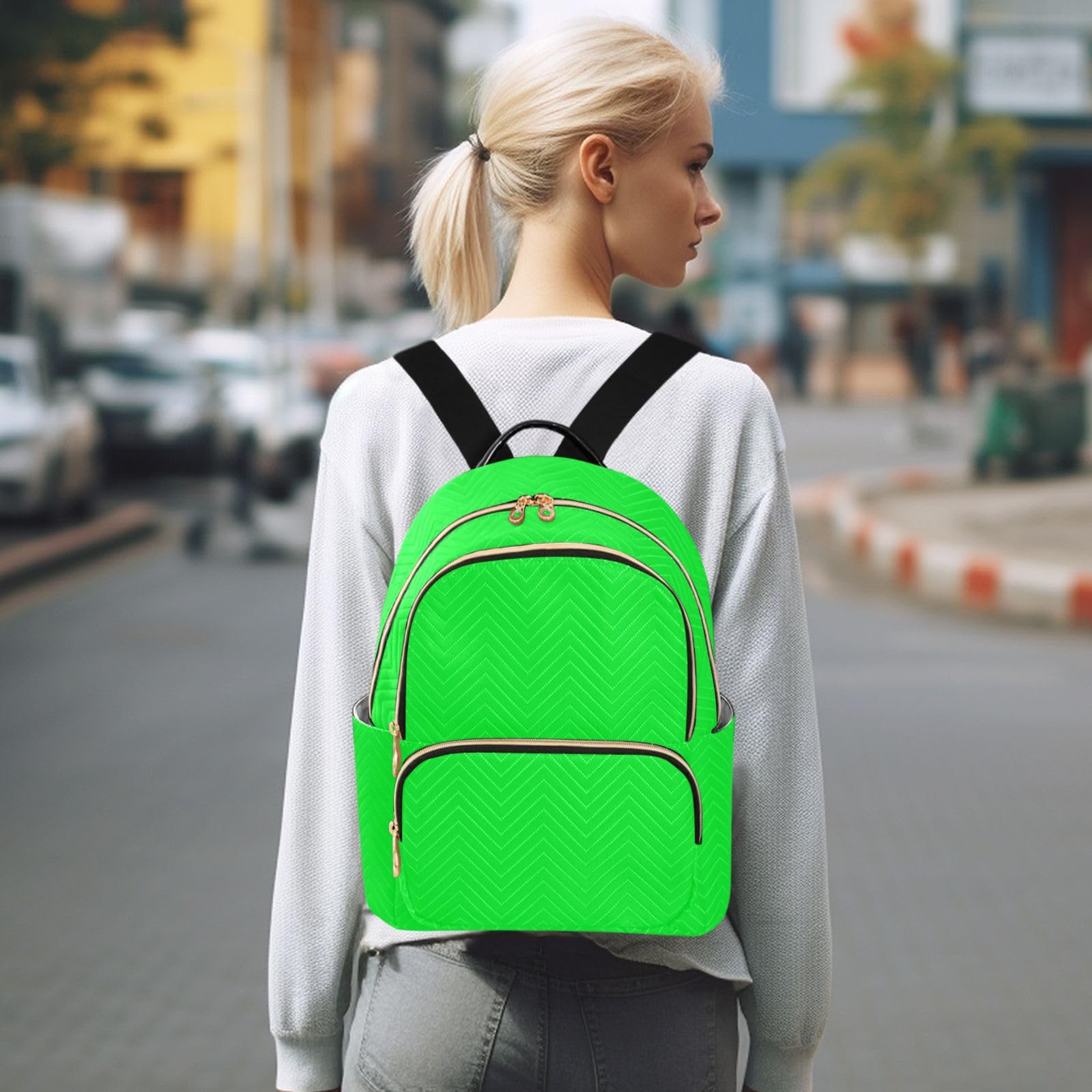 Lxqimora Neon Green Backpack Purse for Women Fashion Small Mini Daypack Purse for Lady Anti-theft Shoulder Bag Back Pack Weekend Bag - Image 7