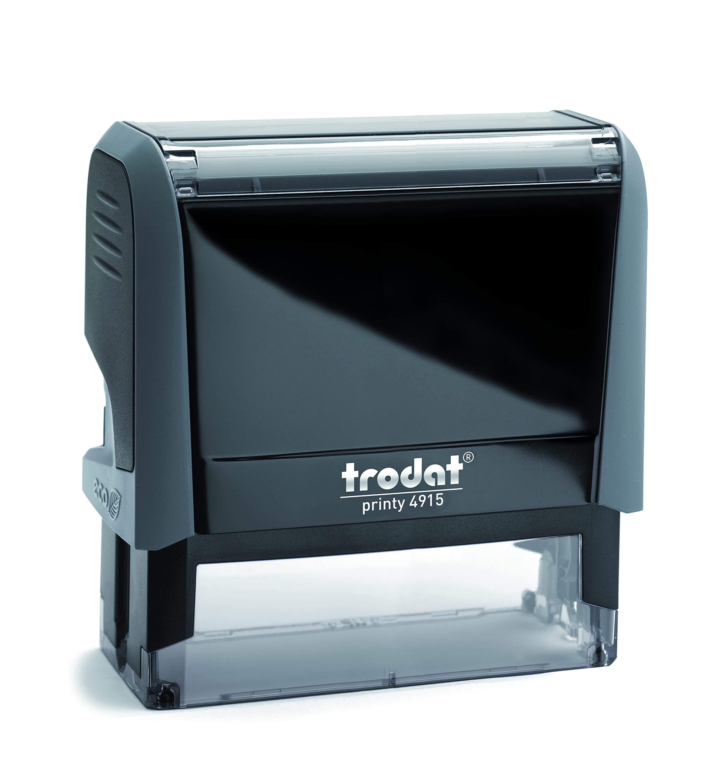 Trodat Printy 4914 Timbro Personalizzato Autoinchiostrante, max 6 Righe, Dimensione Impronta 64x26 mm, Colore Timbro Grigio, Cartuccia Inchiostro Blu, Ideale per Uffici, Aziende, Medici, Insegnanti