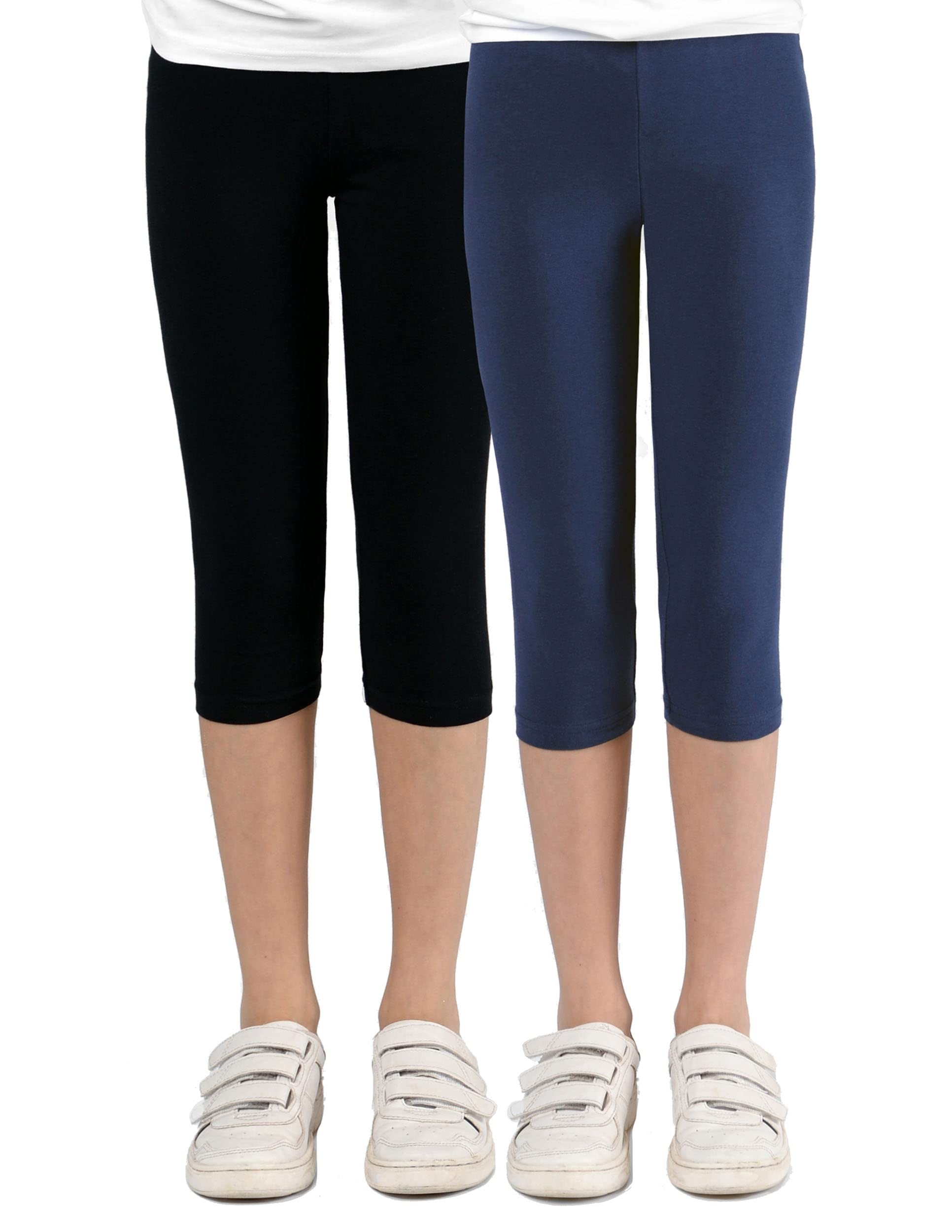 Staccato Capri Leggings Mädchen - 3/4 Hose, bequem, elastisch, vielseitig kombinierbar - Farben: Blau, Schwarz, Pink, Weiß, Größen: 92-176