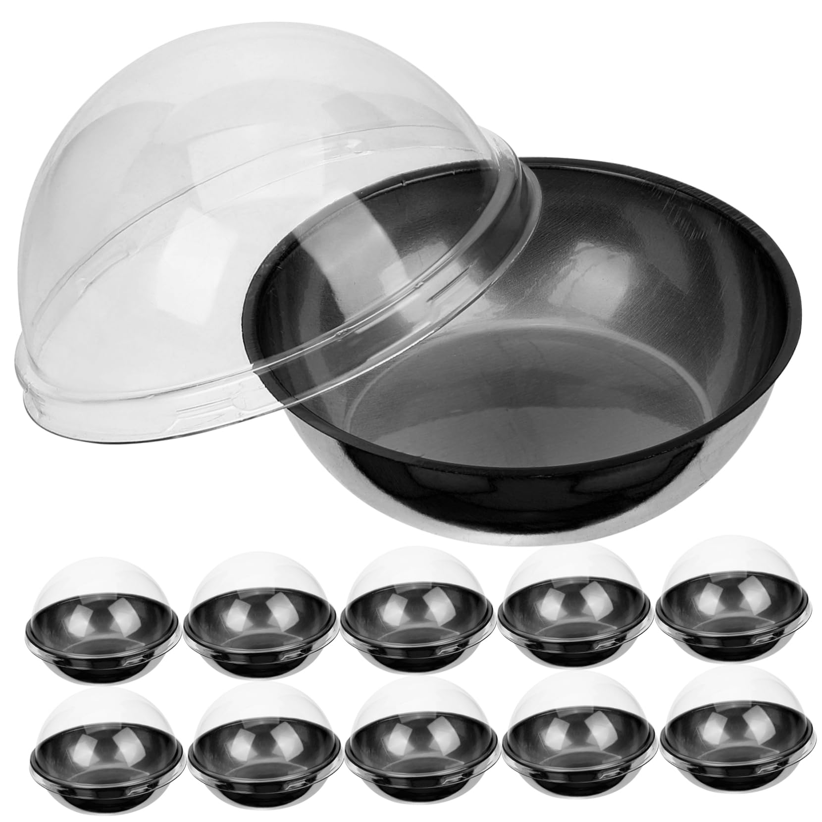 JECOMPRIS 50Pcs Boxes Clear Round Mini Cake Boxes with Lids Transparent Muffin Holders for Desserts for Bakeries Parties and present Packaging Lightweight and Portable Storage