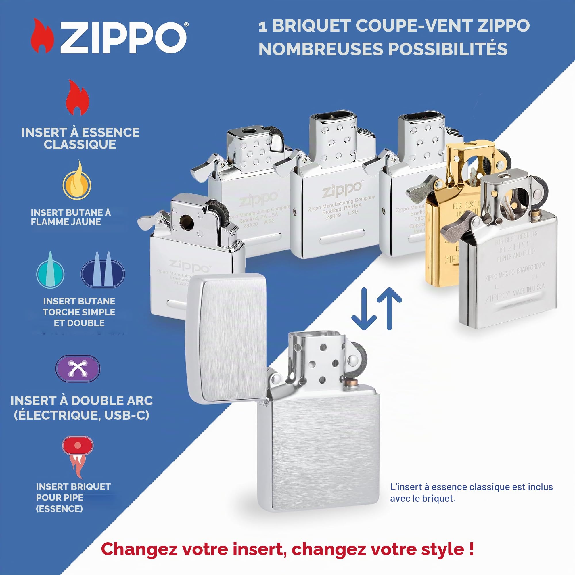 Zippo Briquet Tempête - Emblème Cancer, Zodiaque - Finition Laiton Brossé - Rechargeable - Réutilisable - Design Coupe-Vent - Coffret Cadeau Fabriqué aux États-Unis - Exclusivité Amazon