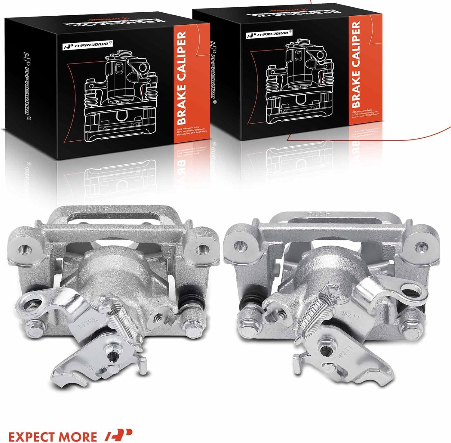 A-Premium Disc Brake Calipers Assembly with Bracket Compatible with Mitsubishi Outlander 2014-2016, 2017-2018 2.4L, Outlander Sport 2013-2018 - Rear Driver and Passenger Side