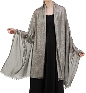 TZ Promise Women's Extra Large Wedding Evening Shawl Wrap Glitter Sparkle Metallic Party Dresses Scarf w/Eyelash Fringe