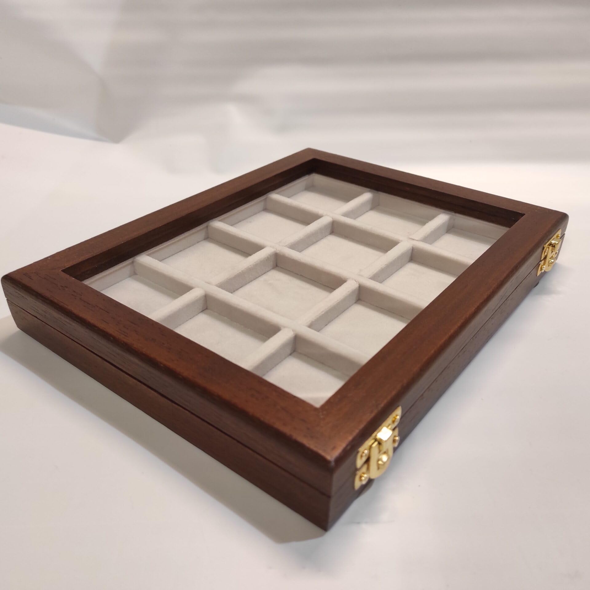 Caja para Monedas y medallas de colección en Madera y Terciopelo, 4 configuraciones de Compartimentos, Hecha a Mano en Italia, Personalizable