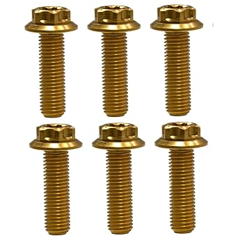 M50.8 20mm Thread Length,6pcs Gold Titanium GR5 Ti Flanged Socket Head Bolts Torx Nano Coated Burnt Dree Up Allen Screws for Bicycle MTB Front Stem Rear Wire Clamping Disc Fork Crown