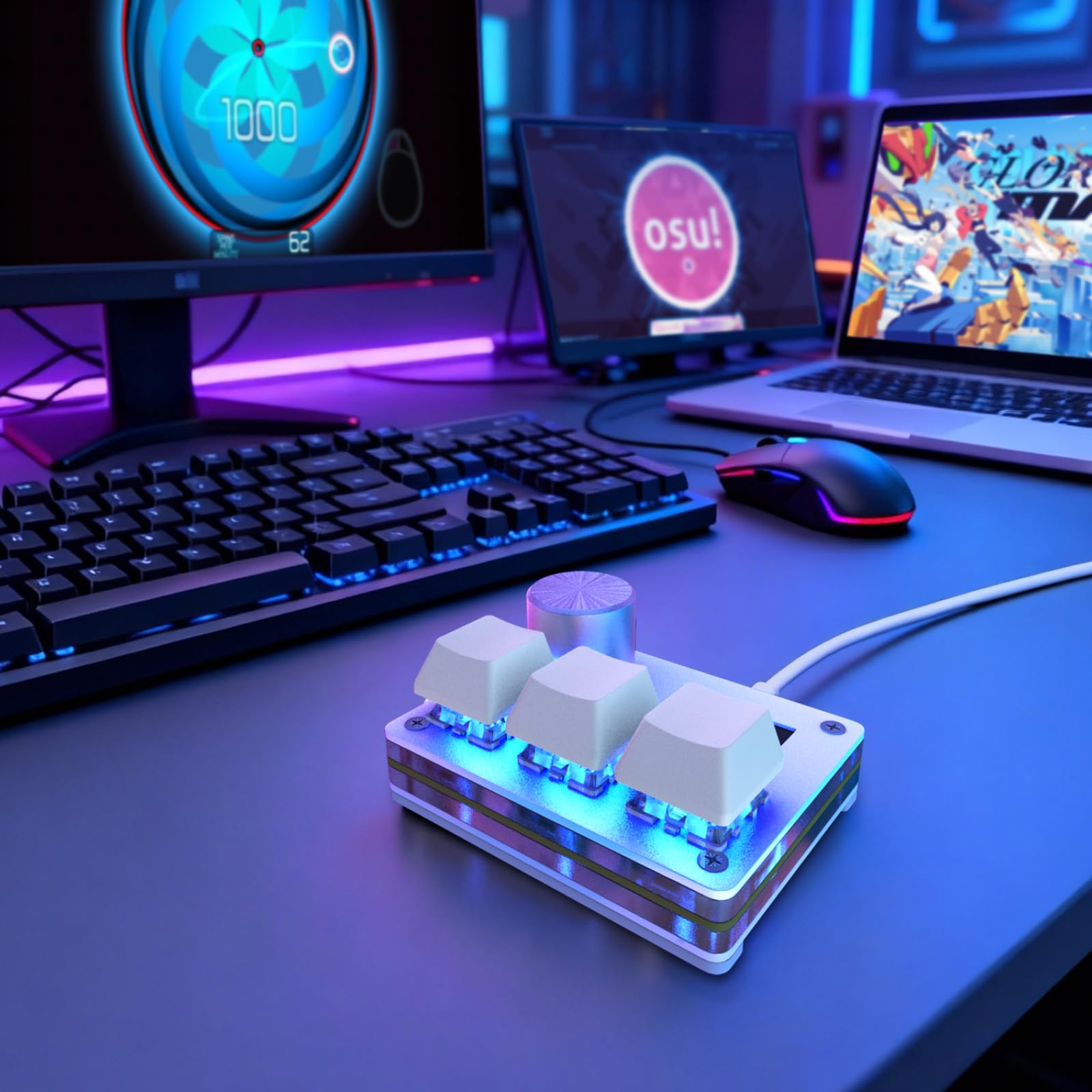 Klawiatura O3C Rapid Trigger Z Przełącznikiem Halla Do OSU Geometry Dash | Gry rytmiczne z pokrętłem i ekranem, miniaturowa klawiatura makro z funkcją Hotswap, magnetyczne przełączniki liniowe