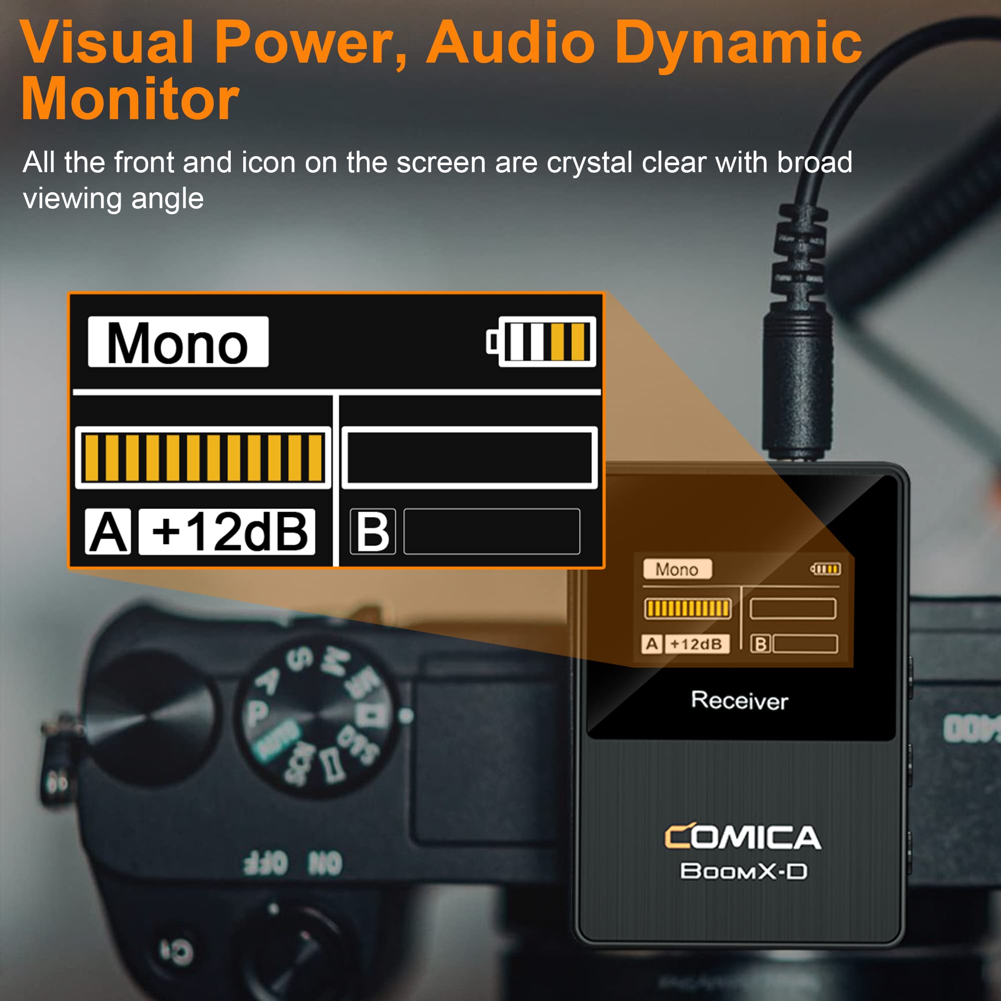 comica Micrófono Lavalier inalámbrico, BoomX-D1 2.4GHz Sistema de micrófono de Corbata inalámbrica con 1 transmisores y 1 Receptor, Micro Lav para DSLR Cámara/Videocámara/Smartphone Podcast
