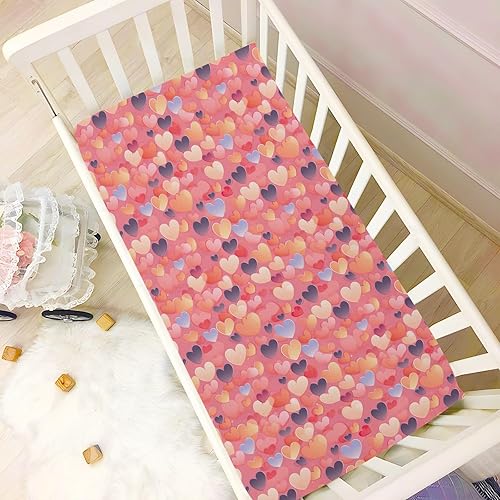 Miniatura 6 de Sábanas bajeras para cuna, con corazones coloridos, de San Valentín, para niños y niñas, 21216741
