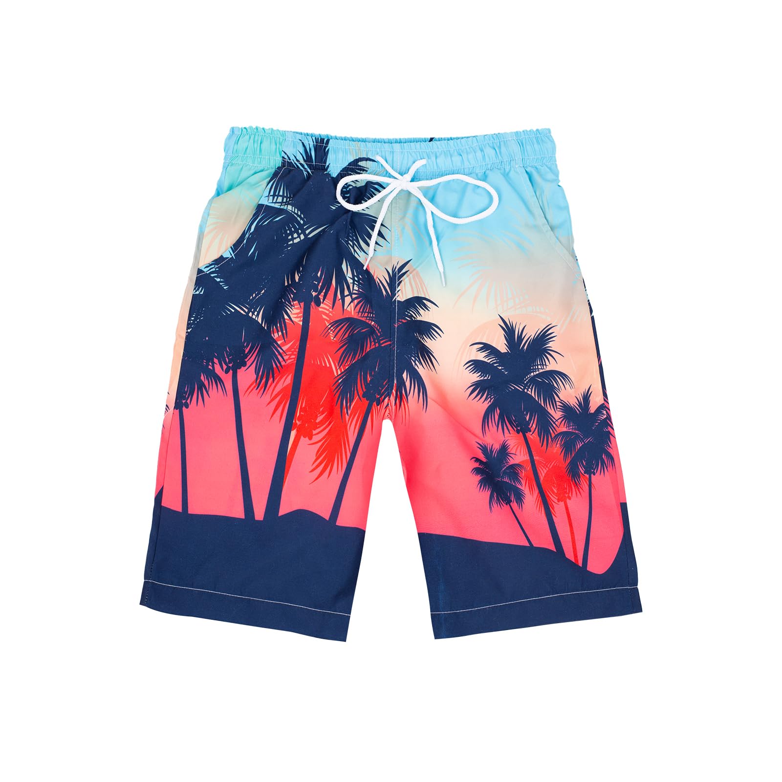 Holimaid Boys Coconut Tree Swim Trunks Quick Dry Swim Shorts Beach Board Shorts With Drawstring For Swimming Bathing (, 6-7 Years)