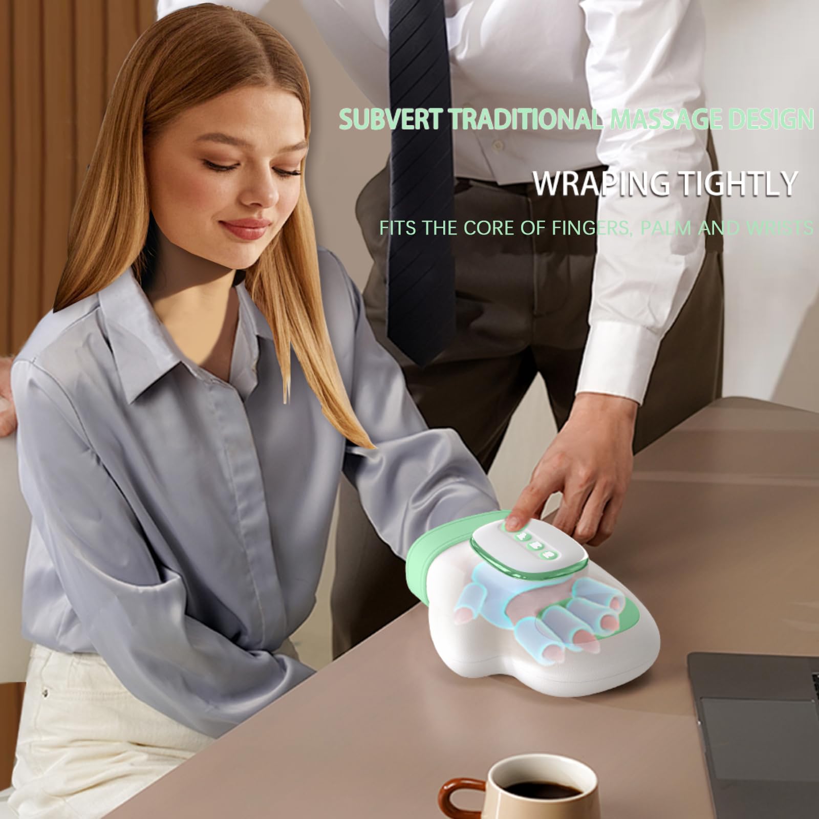 Masajeador de Manos Eléctricos Inalámbrico con Calor y Compresión, Masaje Dedos, Muñecas y Palma, Máquina de Masaje de Muñeca, Masajeador de Muñeca Recargable, Regalo para Hombres y Mujeres