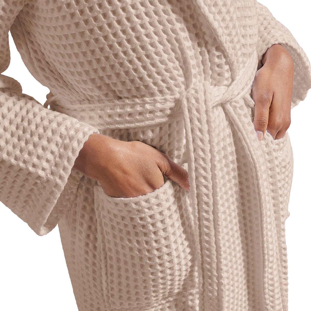 Christy Pink Waffle Robe In Blush Cotton