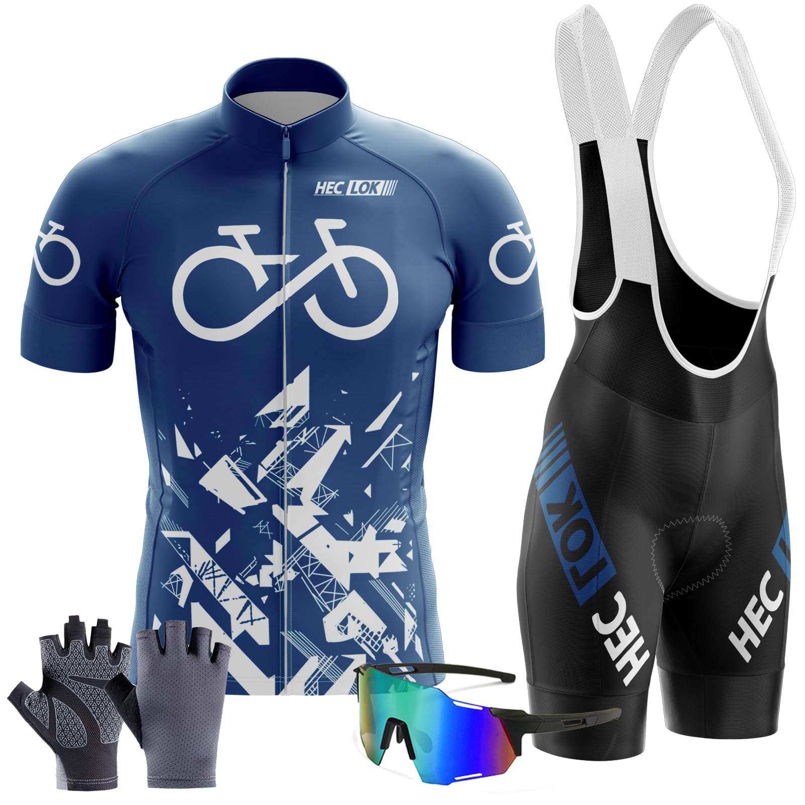 Homme Ensemble de Cyclisme avec Maillot et Cuissard,vêtements pour vélo Respirant Maillot Velo Route avec 9D Gel Tenue VTT Homme Cycliste Jerseys Shirt Cycling Été