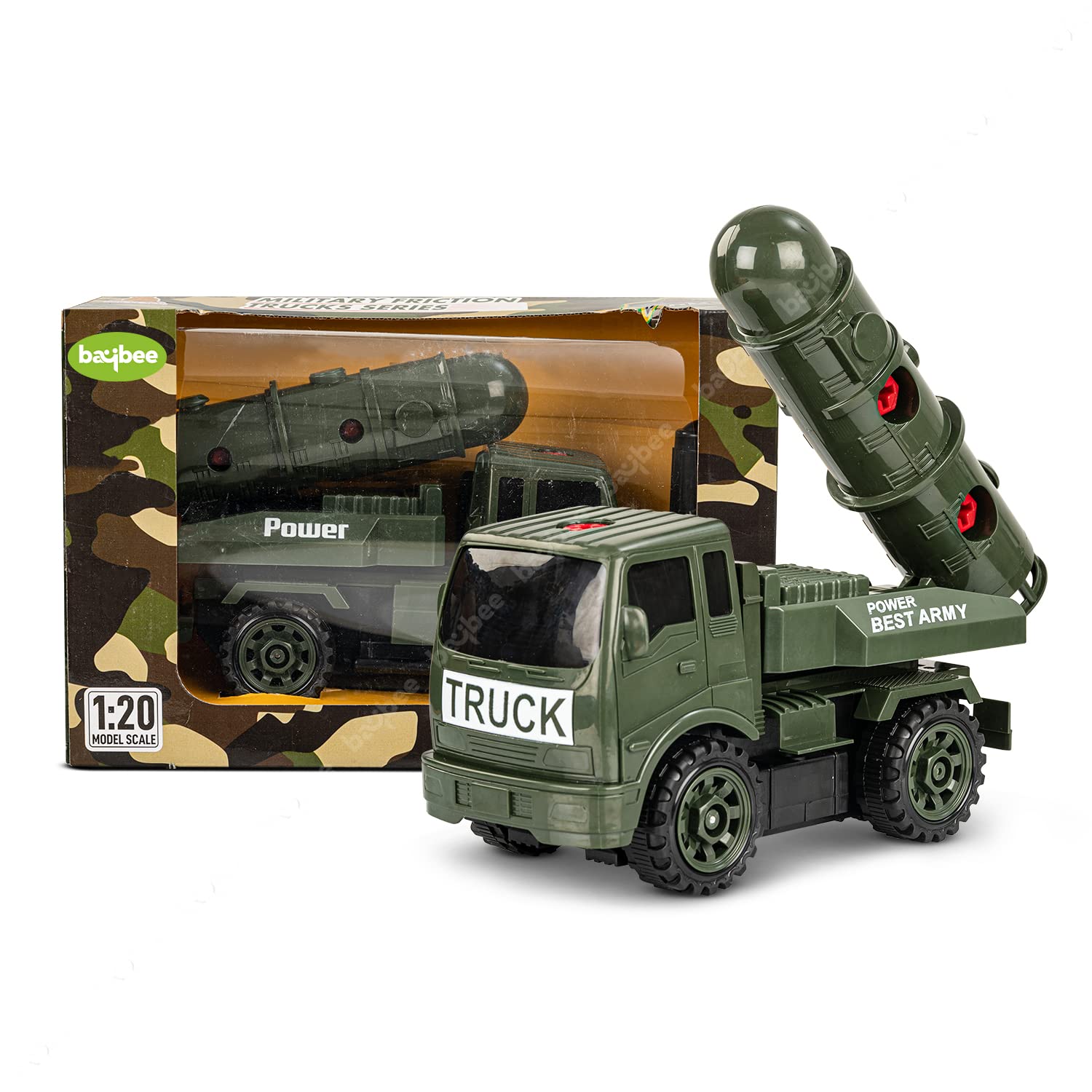 BAYBEE Friction Powered Push and Go Military Truck Toys for Kids, Push Pull Toy Vehicles Playset for Babies Toddlers | Kids Friction Truck Toys | Push Toy Cars for Kids Boys 2+Years (B0C2Z8PWB6) Amazon Price History, Amazon Price Tracker