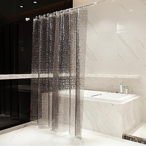 Cortina de ducha impermeable de etilvinilacetato grueso 8G con 3 imanes inferiores resistentes, forro de ducha para cabina de ducha, bañeras, patrón