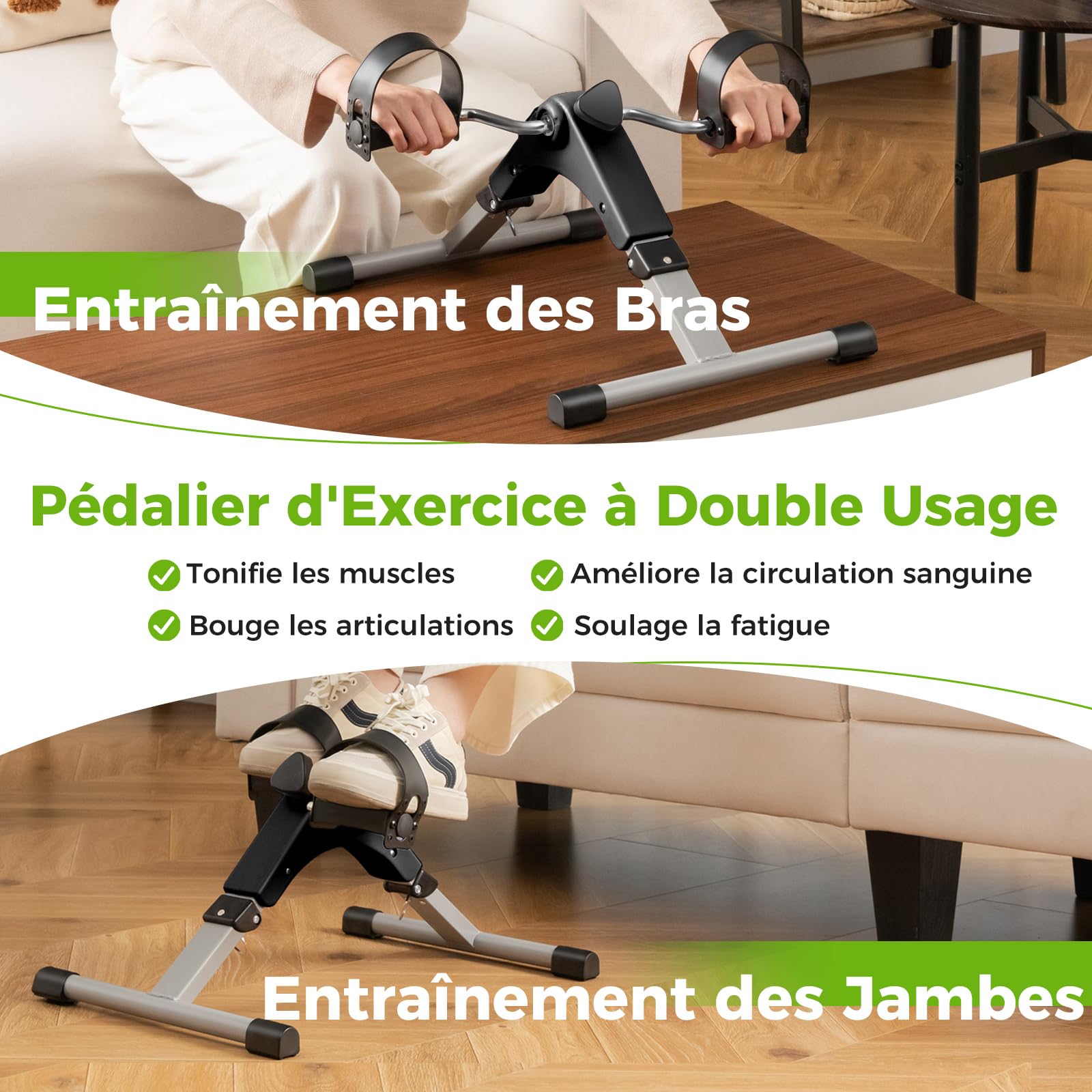 GYMAX Mini Vélo d'Appartement, Pédalier sous Bureau, Intensité Réglable, Verrous de Sécurité