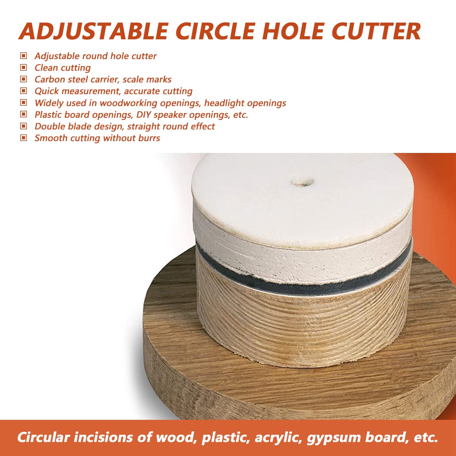 Coupe-trou circulaire réglable, kit de scie, foret à bois, coupe ronde, outil de bricolage pour le travail du bois, pour les menuisiers professionnels (30-300MM)