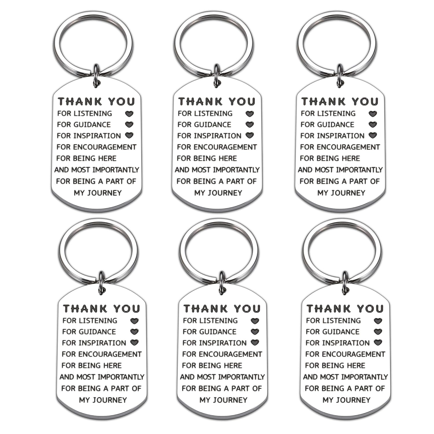 Thank You Gift Keychain for Mentor Boss Supervisor Teacher Leaving Going Away Retirement Gifts for Colleague Coworker Appreciation Gift for Coach Birthday Present for Mom Dad Women Men (6pcs)