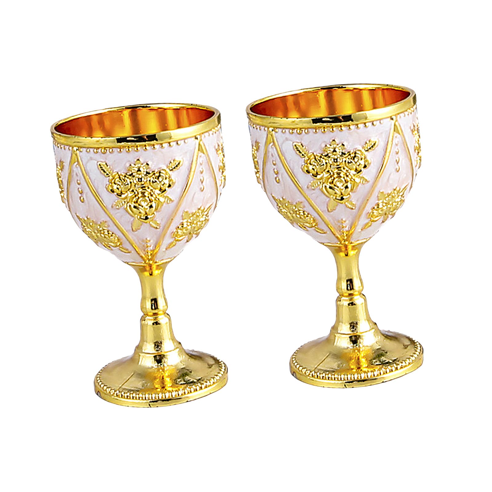CAZSTYK 2Pcs Metal Chalices Goblet with Intricate Carving Wine Drinking Cups Shot Glasses Medieval Ornaments for Party Decors Medieval Metal Shot Glasses